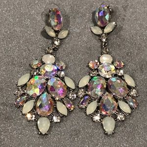 Rhinestone AB statement drop earrings